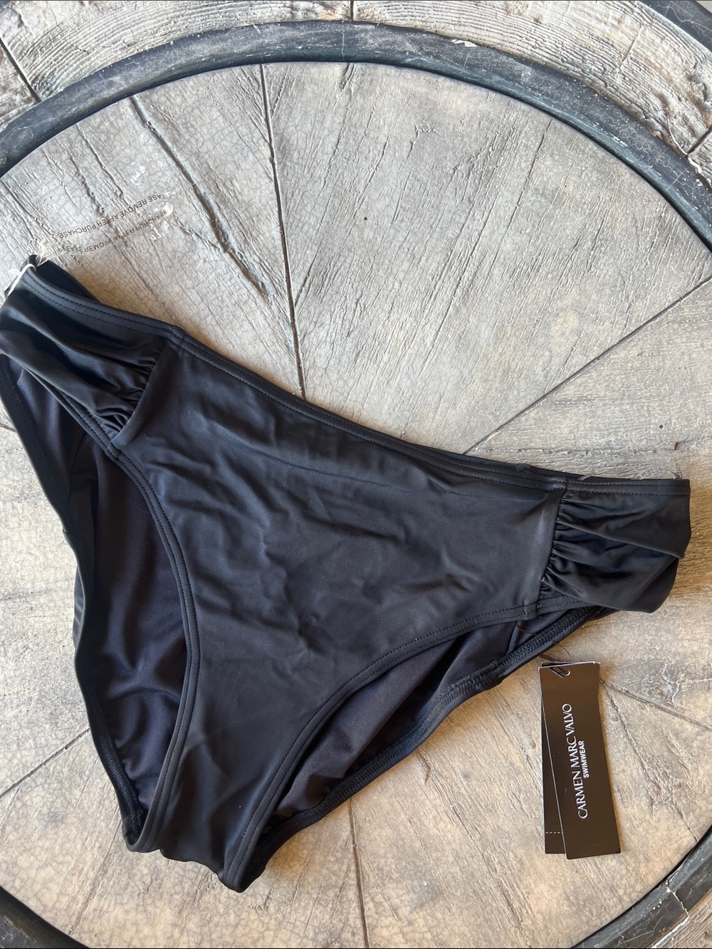 Carmen Marc Valvo Black Classic Bikini Bottom Large B41